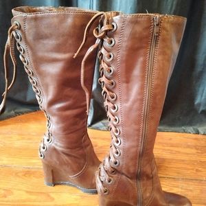 Apepazzo Brown Leather Lace Up Boots 6 1/2